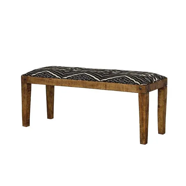 Alt view image 4 of 6 - Black and White Upholstered Bench
