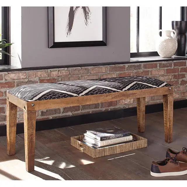 Alt view image 2 of 6 - Black and White Upholstered Bench