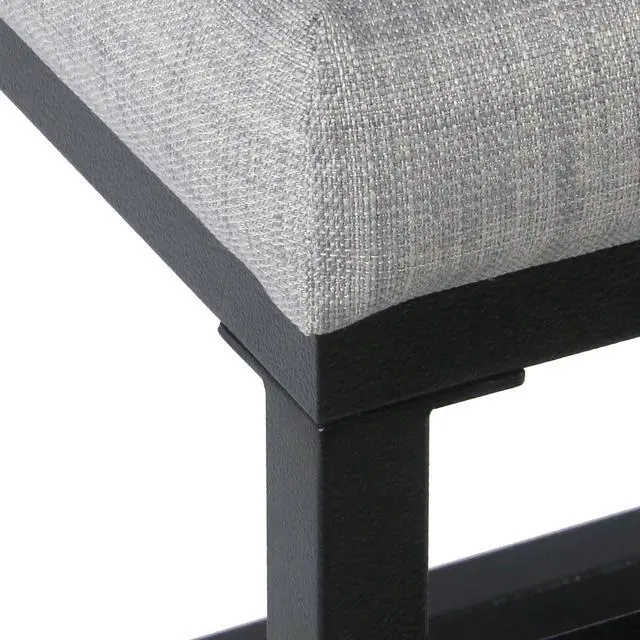 Alt view image 2 of 6 - Open Back Metal Counter Stool with Fabric Upholstered Padded Seat, Gray and Black