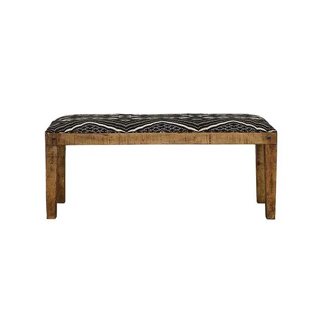 Alt view image 5 of 6 - Black and White Upholstered Bench