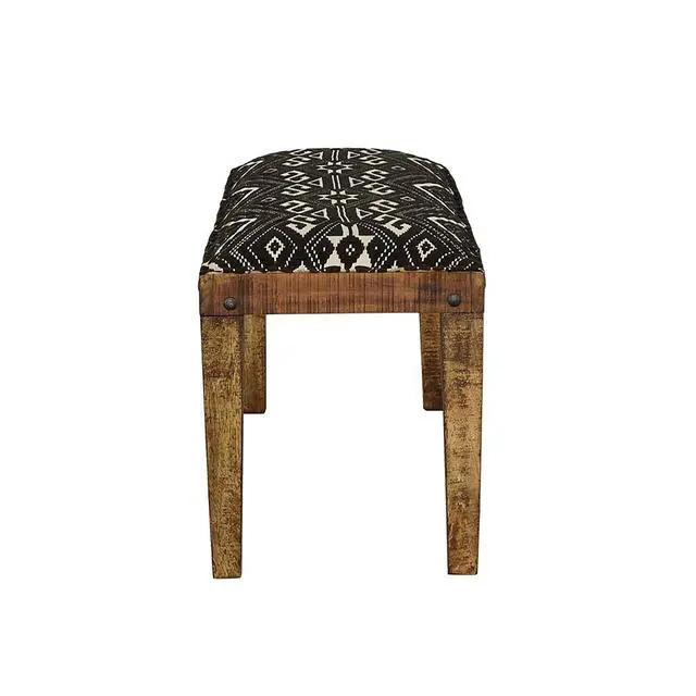 Alt view image 6 of 6 - Black and White Upholstered Bench