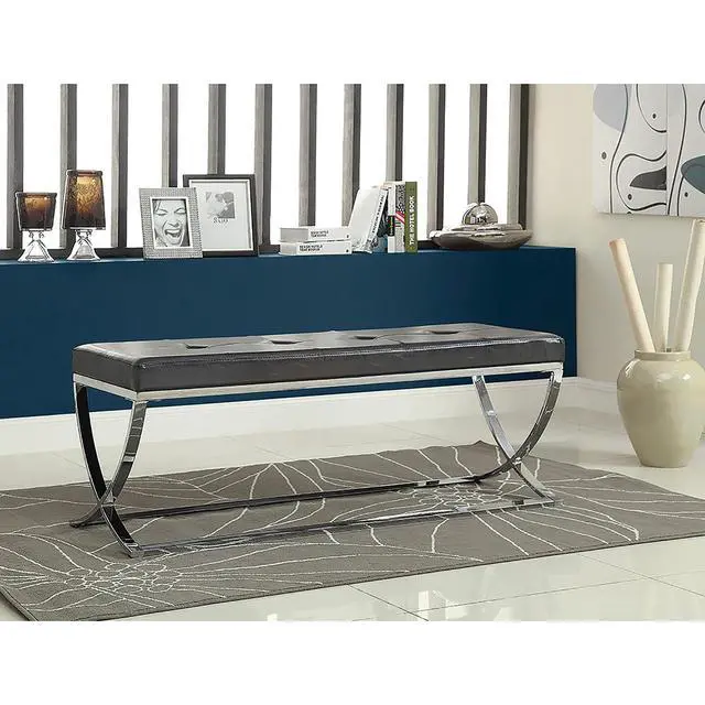 Alt view image 2 of 5 - Black Curve-Leg Bench