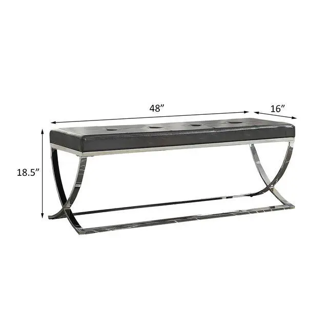 Alt view image 3 of 5 - Black Curve-Leg Bench
