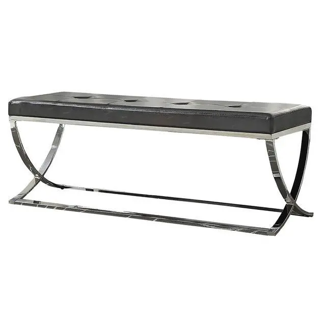 Alt view image 4 of 5 - Black Curve-Leg Bench