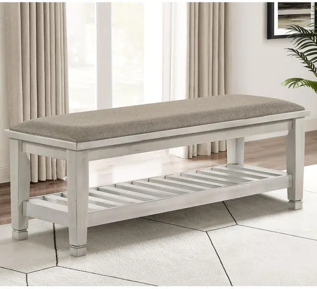 Alt view image 2 of 5 - Antique White Bench