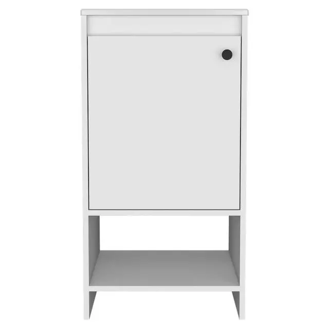 Alt view image 2 of 7 - Jane Bathroom Vanity, Single Door Cabinet, Two Shelves -White
