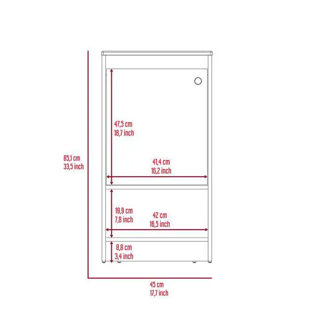 Alt view image 3 of 7 - Jane Bathroom Vanity, Single Door Cabinet, Two Shelves -White