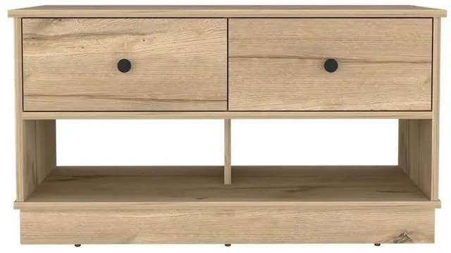 Alt view image 3 of 6 - Uranus Storage Bench, Two Drawers, Two Open Shelves, Light Oak