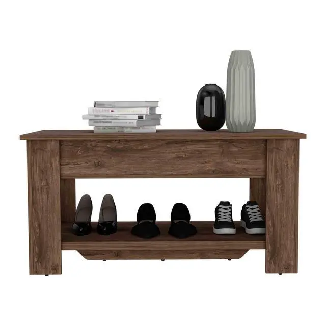 Alt view image 5 of 7 - Storage Table, Four Legs, Lower Shelf, Dark Brown