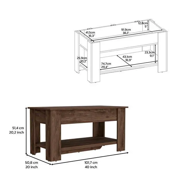 Alt view image 7 of 7 - Storage Table, Four Legs, Lower Shelf, Dark Brown