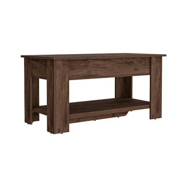 Alt view image 2 of 7 - Storage Table, Four Legs, Lower Shelf, Dark Brown