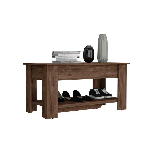 Alt view image 6 of 7 - Storage Table, Four Legs, Lower Shelf, Dark Brown