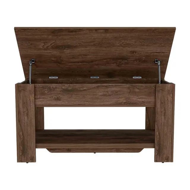 Alt view image 4 of 7 - Storage Table, Four Legs, Lower Shelf, Dark Brown