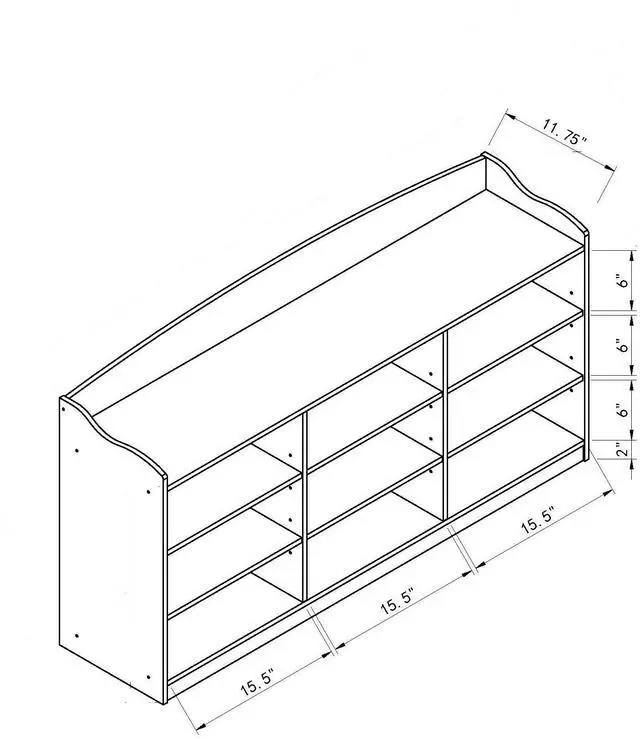 Alt view image 4 of 5 - Wooden Shoe Storage Bench, Nine Storage Shelves, Entryway Organizer, Dark Taupe