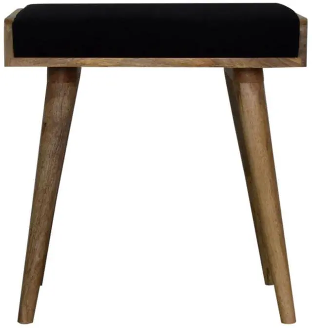 Main image of Black Upholstered Velvet Tray Style Footstool, Light Brown