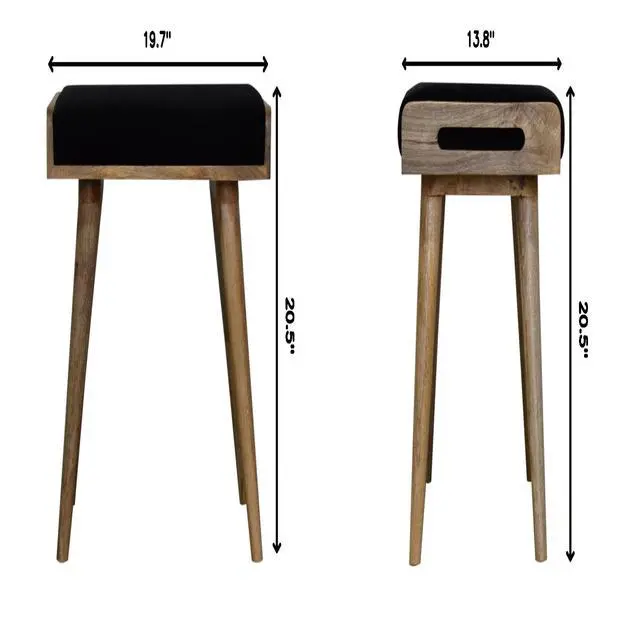 Alt view image 3 of 7 - Black Upholstered Velvet Tray Style Footstool, Light Brown