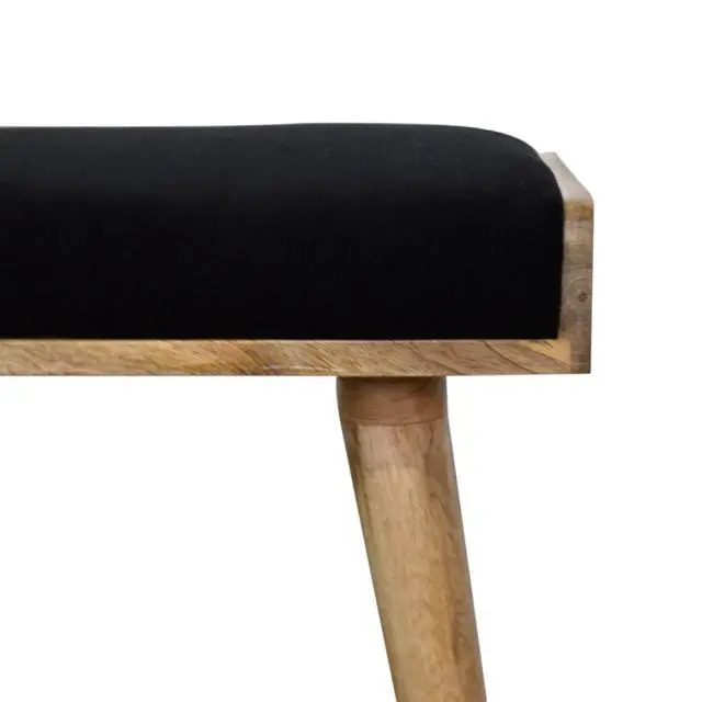 Alt view image 6 of 7 - Black Upholstered Velvet Tray Style Footstool, Light Brown