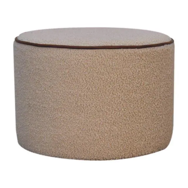 Alt view image 2 of 7 - Serenity Large Round Footstool, Upholstered, Beige