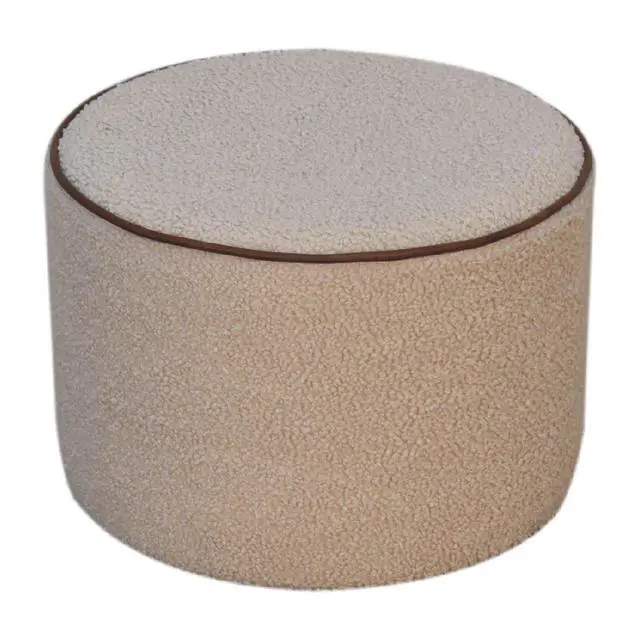 Alt view image 3 of 7 - Serenity Large Round Footstool, Upholstered, Beige