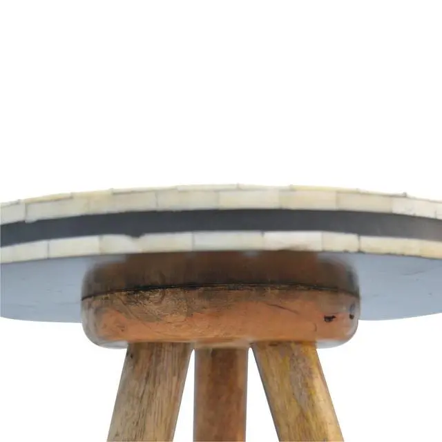 Alt view image 5 of 7 - Solid Wood Bone Inlay Tripod Stool, Black and White