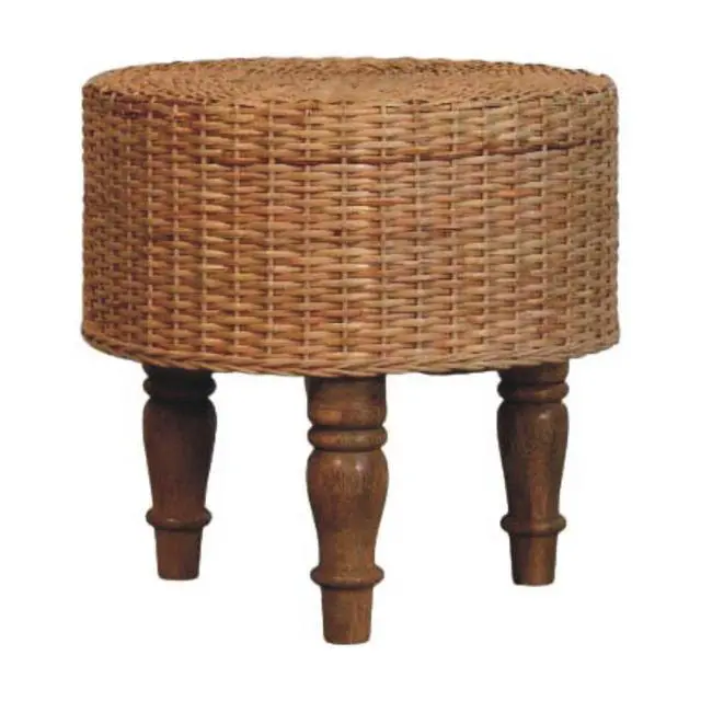 Alt view image 2 of 6 - Solid Wood Regency Round Woven Stool,Brown
