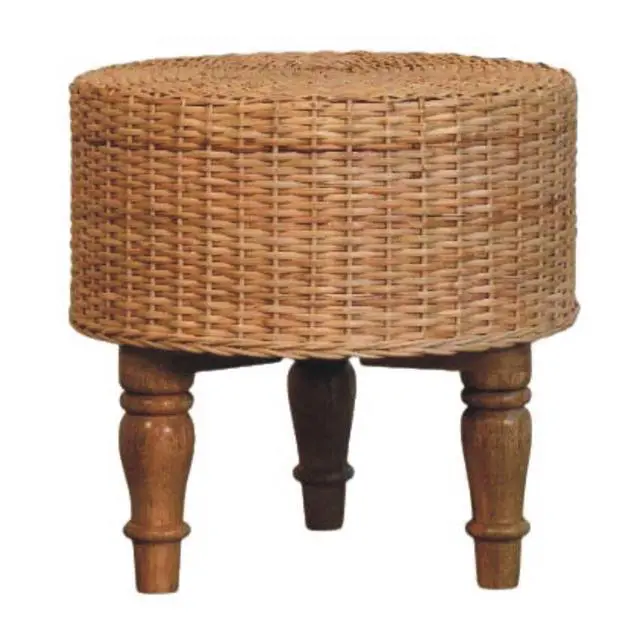 Alt view image 4 of 6 - Solid Wood Regency Round Woven Stool,Brown