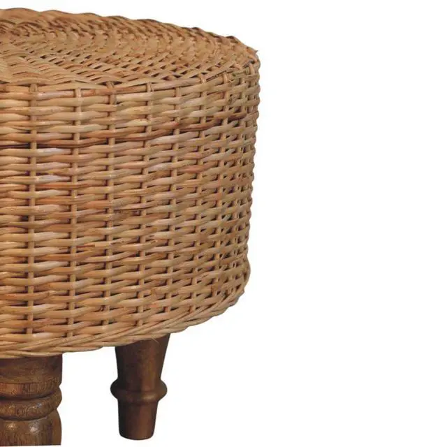 Alt view image 5 of 6 - Solid Wood Regency Round Woven Stool,Brown