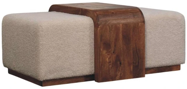 Alt view image 4 of 7 - Solid Wood Arden Bench Duo,Boucle seats,Warm Tone
