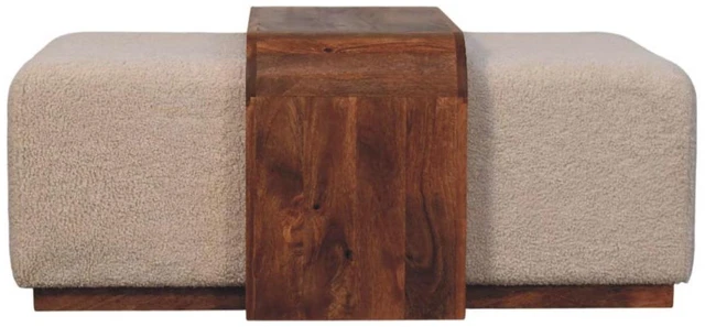 Alt view image 5 of 7 - Solid Wood Arden Bench Duo,Boucle seats,Warm Tone