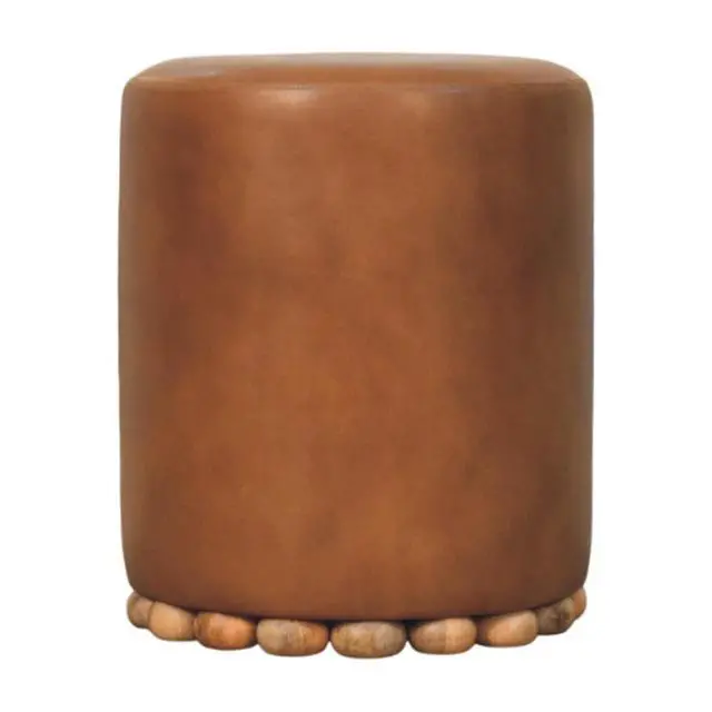 Alt view image 2 of 7 - Solid Wood Bola Leather Stool
