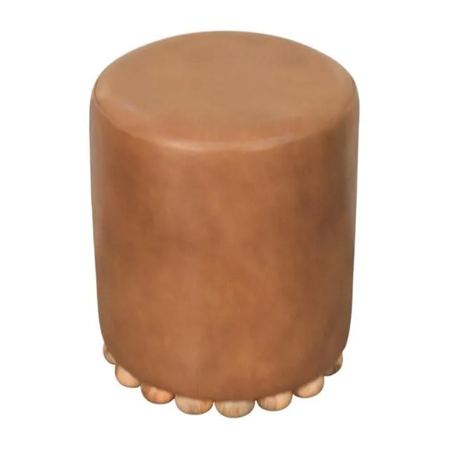 Alt view image 5 of 7 - Solid Wood Bola Leather Stool