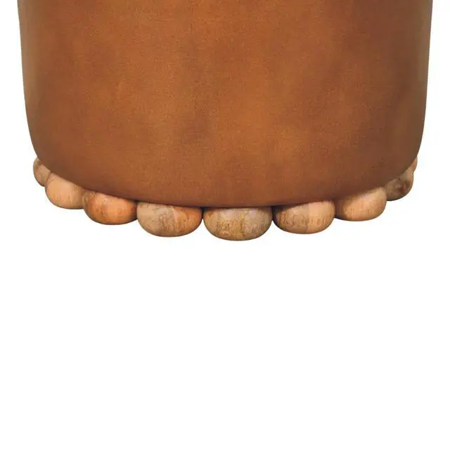 Alt view image 7 of 7 - Solid Wood Bola Leather Stool