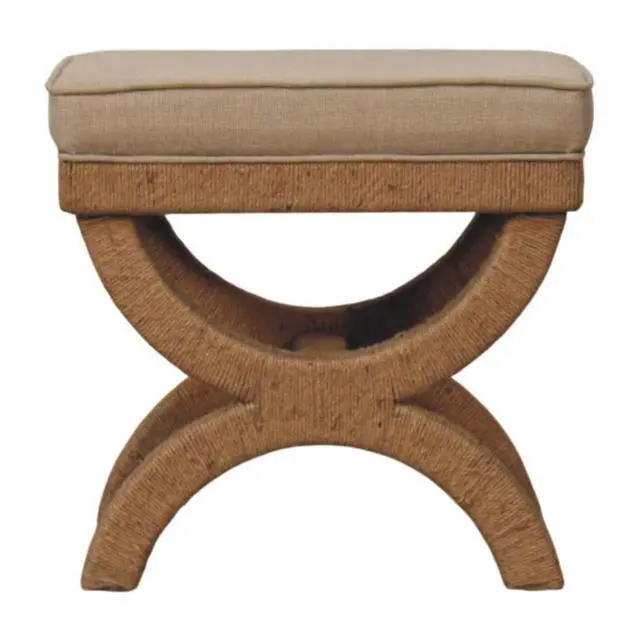 Alt view image 2 of 7 - Artisan Furniture Solid Wood Rattan Arch Bench