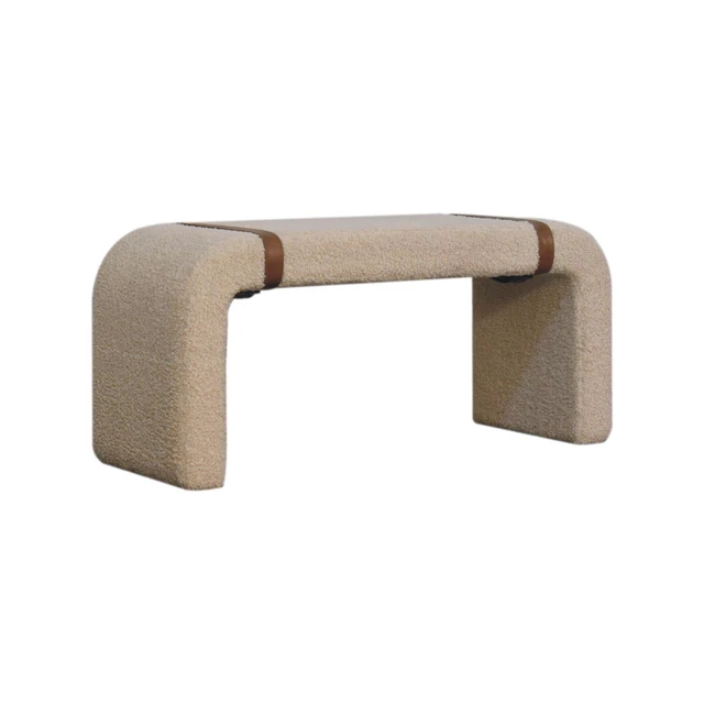Alt view image 3 of 7 - Boucle Leather Strap Bench
