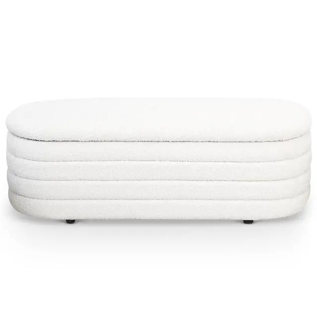 Alt view image 2 of 7 - Cabana White Boucle Bench w/Storage