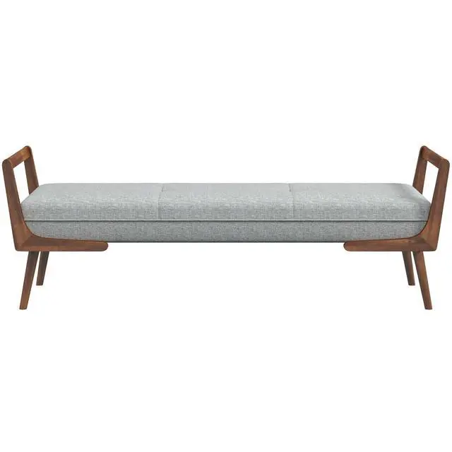 Alt view image 5 of 7 - Modern Cora Mid Century Modern Gray Bench 20.5" H x 51.4" W x 19.3" D for Entryway, Living Room, Hallway
