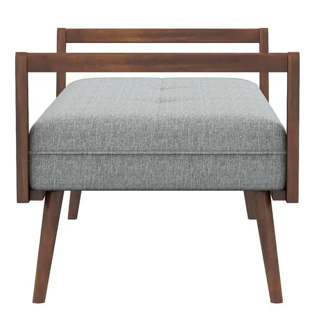 Alt view image 6 of 7 - Modern Cora Mid Century Modern Gray Bench 20.5" H x 51.4" W x 19.3" D for Entryway, Living Room, Hallway