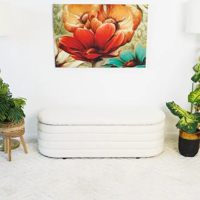Main image of Cabana White Boucle Bench w/Storage