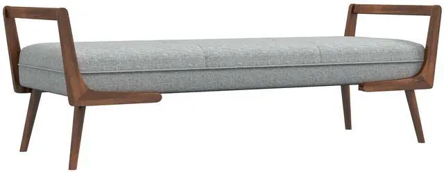 Main image of Modern Cora Mid Century Modern Gray Bench 20.5" H x 51.4" W x 19.3" D for Entryway, Living Room, Hallway