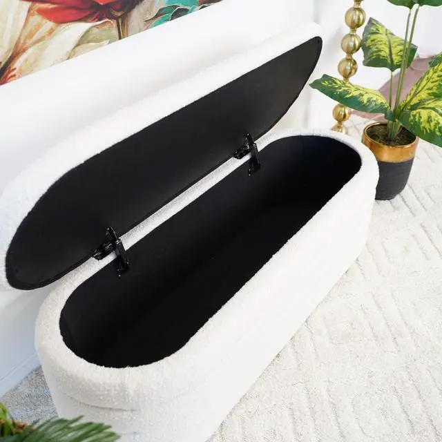 Alt view image 7 of 7 - Cabana White Boucle Bench w/Storage