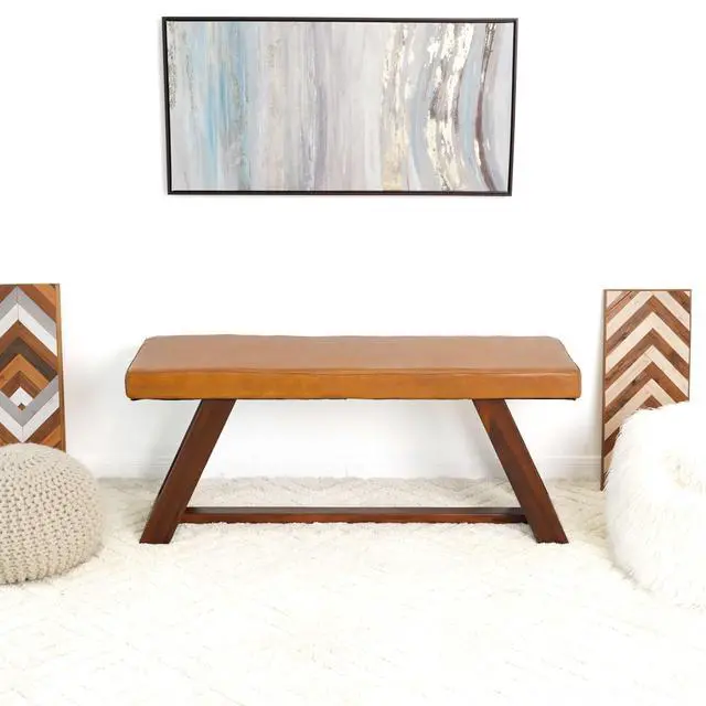 Alt view image 4 of 7 - Marley Genuine Leather Bench In Tan