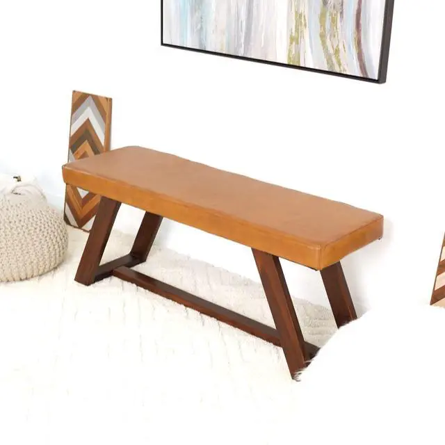 Alt view image 5 of 7 - Marley Genuine Leather Bench In Tan