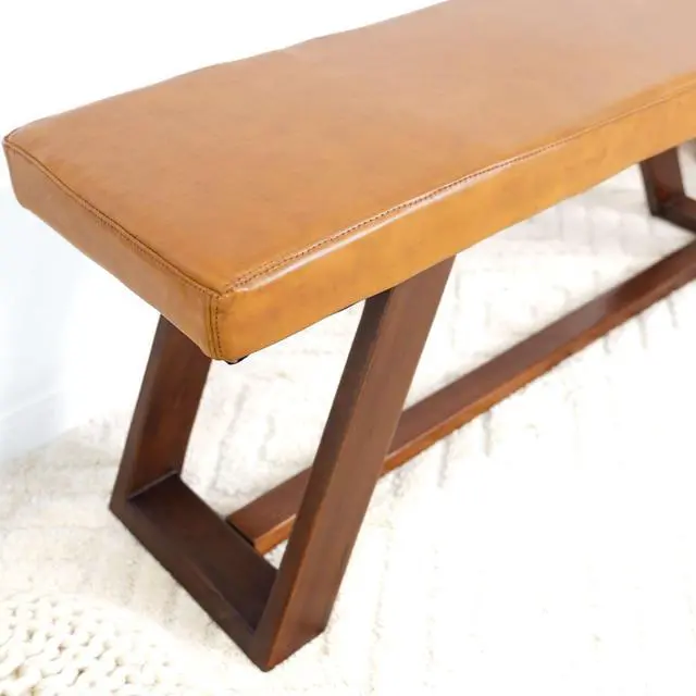 Alt view image 6 of 7 - Marley Genuine Leather Bench In Tan