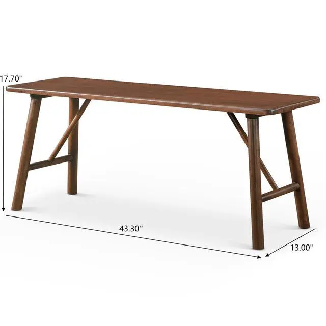 Alt view image 3 of 7 - Versatile Solid Wood Molly Bench with Mid-Century Design in Walnut Brown 17.7'' H x 43.3'' W x 13'' D