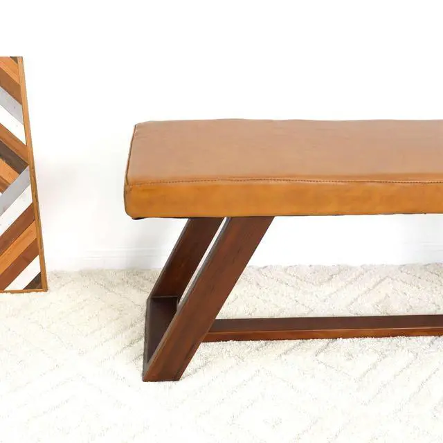 Alt view image 7 of 7 - Marley Genuine Leather Bench In Tan