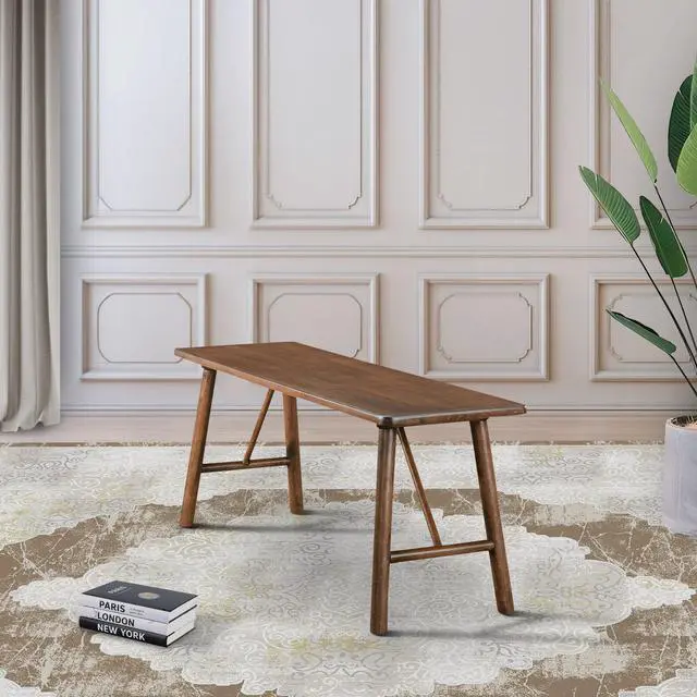 Alt view image 4 of 7 - Versatile Solid Wood Molly Bench with Mid-Century Design in Walnut Brown 17.7'' H x 43.3'' W x 13'' D