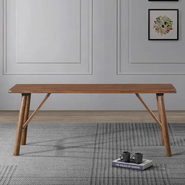 Alt view image 7 of 7 - Versatile Solid Wood Molly Bench with Mid-Century Design in Walnut Brown 17.7'' H x 43.3'' W x 13'' D