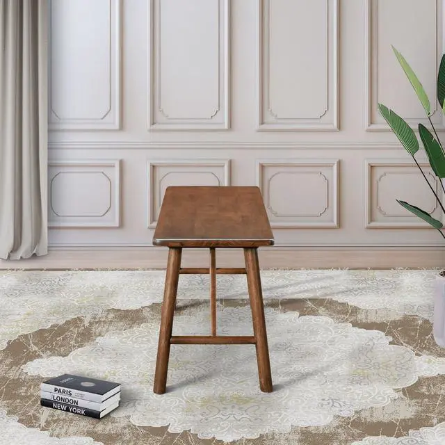Alt view image 6 of 7 - Versatile Solid Wood Molly Bench with Mid-Century Design in Walnut Brown 17.7'' H x 43.3'' W x 13'' D