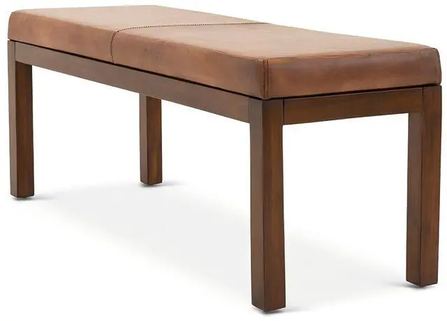 Alt view image 6 of 7 - Austin Antique Tan Leather Bench with Lines