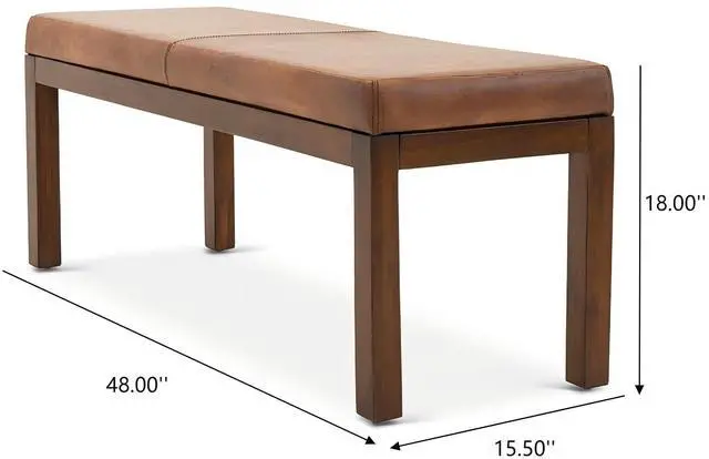 Alt view image 3 of 7 - Austin Antique Tan Leather Bench with Lines